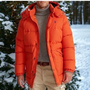 🥷🏿🥷🏿🥷🏿Polo Ralph Lauren Orange Water Repellent Hooded Down Puffer Parka